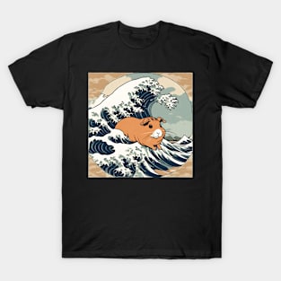 Vintage Brown American Guinea Pig in the Great Wave T-Shirt